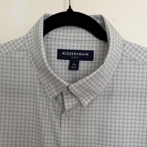 Mizzen+Main Light Gray Micro-Pattern Button-Down Leeward Dress Shirt
